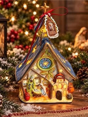 Blue Sky Clayworks 2009 Nativity Church Candle House Heather Goldminc Christmas